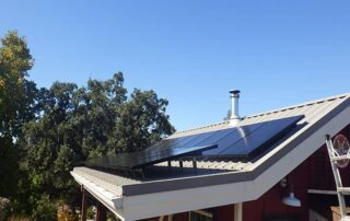 Solar panels installed on an angled rooftop