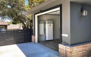 Solar battery storage system installed inside a garage