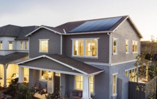 Evergreen Residential Solar array on a two story house rooftop.