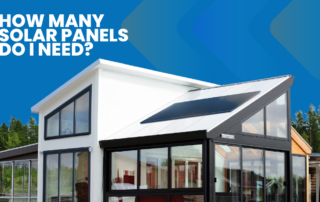 How many solar panels do I need? Image shows house with many windows and solar panels on roof