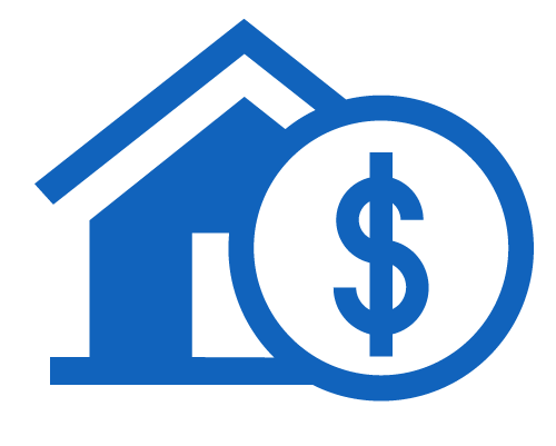 Icon of a house with a dollar sign representing home savings with solar energy