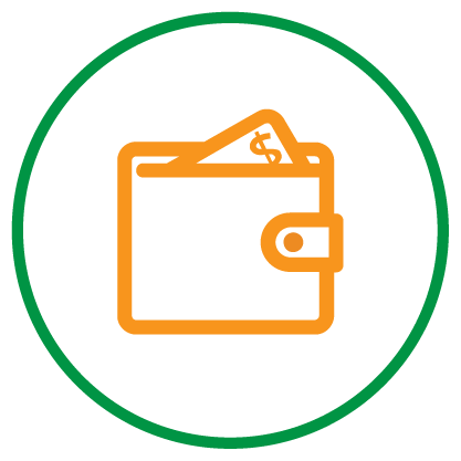 Icon of wallet with dollar bill representing financial savings by Home & Energy Solutions of Florida Icon of wallet with dollar bill representing financial savings by Home & Energy Solutions of Florida