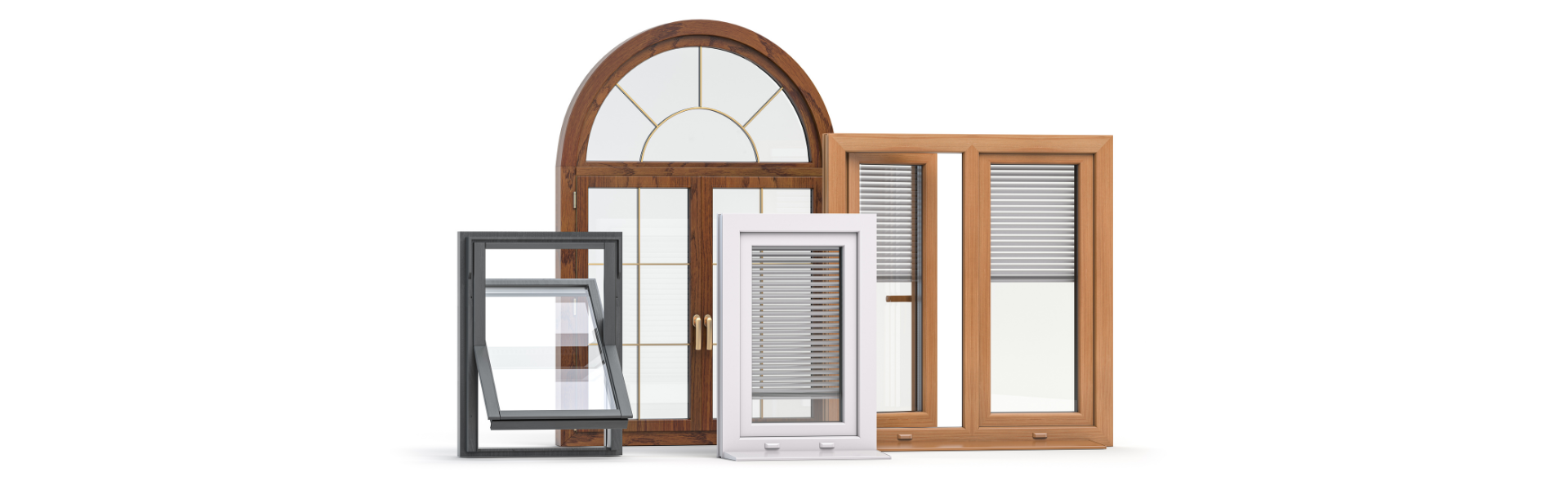 Selection of modern energy-efficient windows and doors in various styles designed for Florida homes.